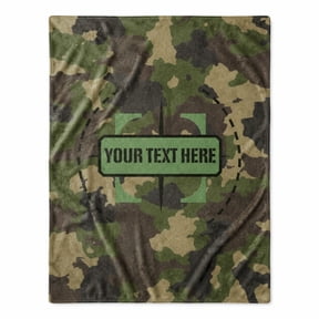 Personalized Camouflage Fleece Throw Blanket, Custom Text, Soft 280 GSM Polyester, Couch and Bed Home Decor