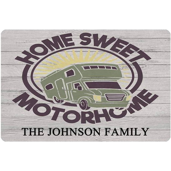 Personalized Camper Doormat 24" X 16" Indoor Outdoor with Home Sweet Motorhome Colored Entrance Door Mat Rug Decor Custom Camping