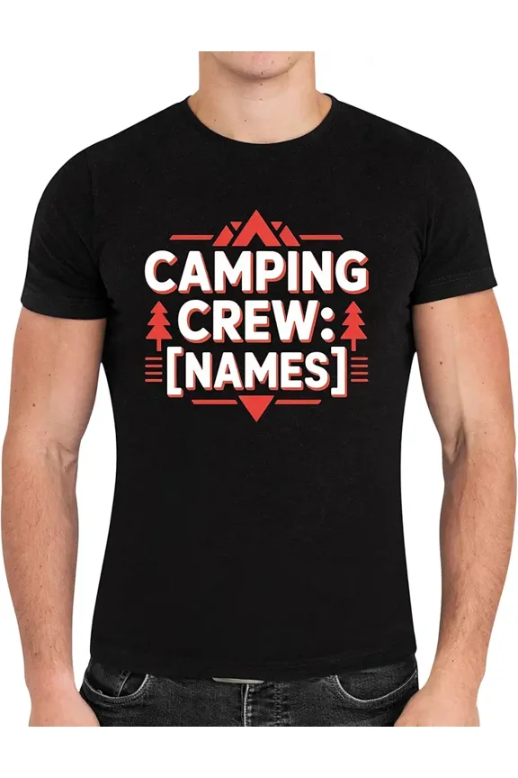 Personalized Camping Crew Mountain Tree Unisex Group Gift Casual Short Sleeve Graphic T-Shirt