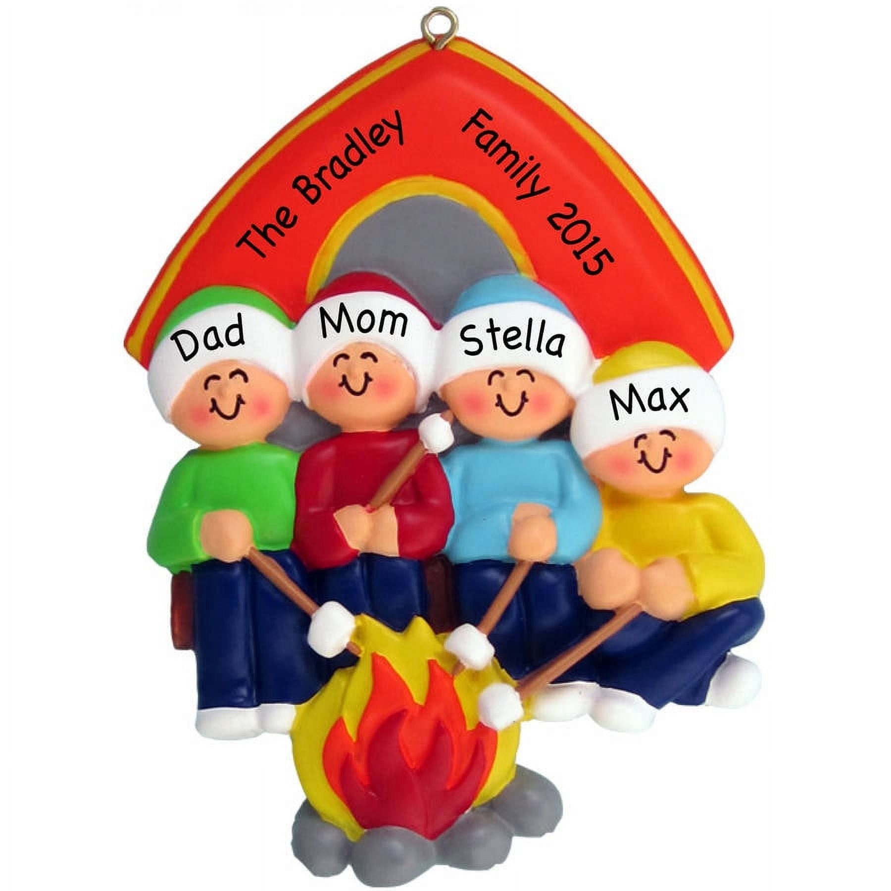 Personalized Camping Family of 4 Ornament