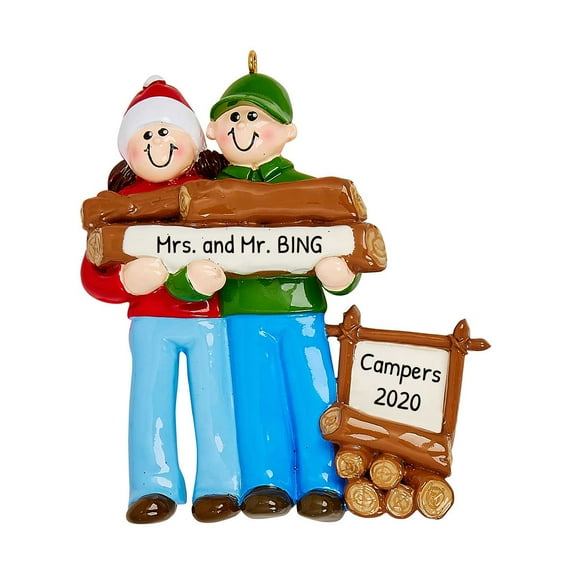 Personalized Camping Fireplace Ornament 2024 - Gift Ideas for Camper Couples First Xmas Together