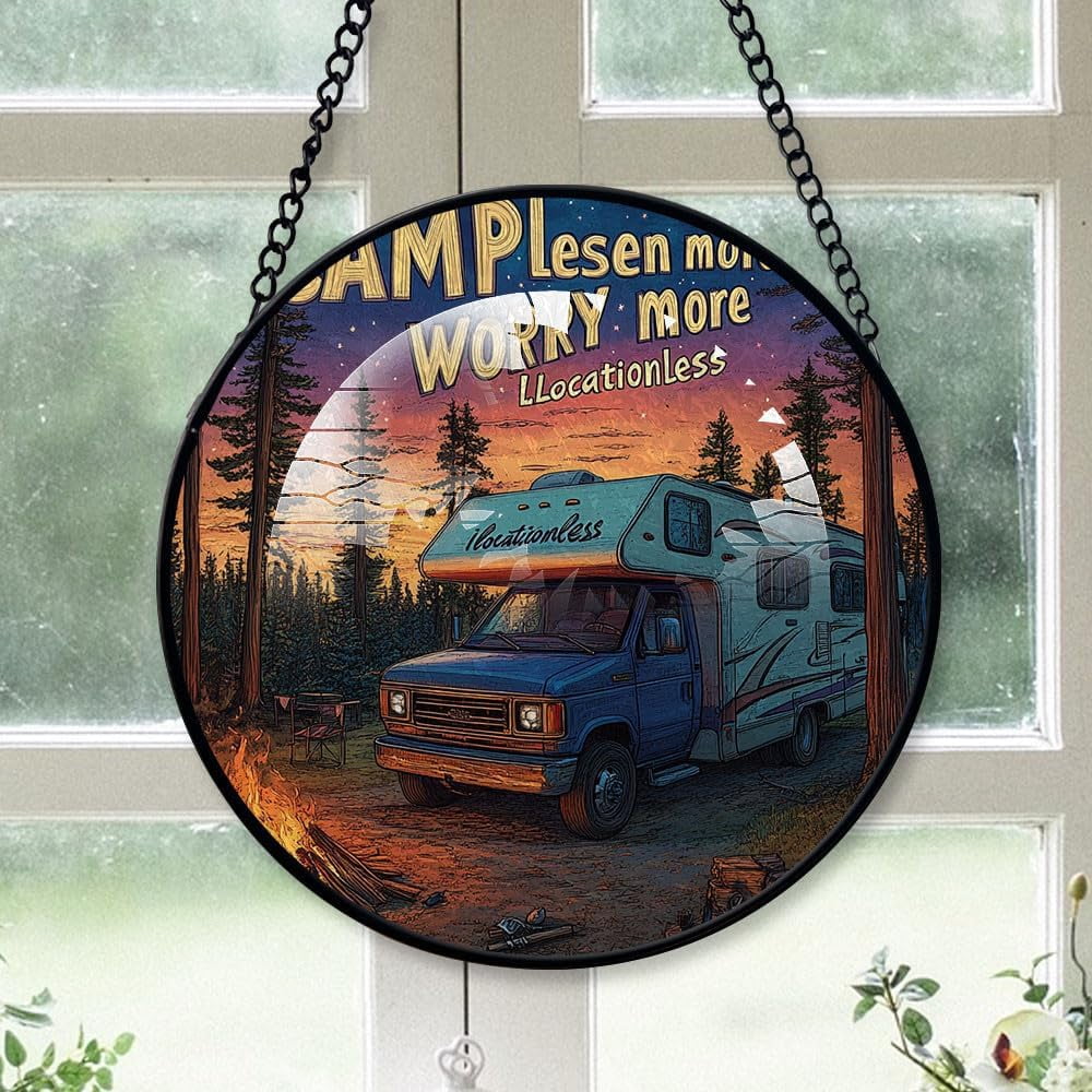 Personalized Camping Suncatcher Stained Glass Suncatchers, Camping ...