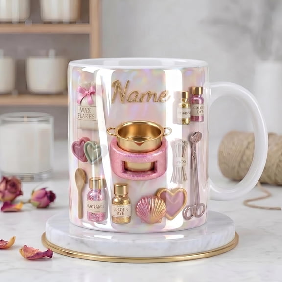 Personalized Candle Maker Mug, Faux 3D Accent Coffee Cup
