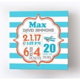 thumbnail image 1 of Personalized Canvas Birth Announcement Nursery Decor Gift, Airplane Design, Custom Name, Date, Weight & Length, Unique Boys & Girls Baby Shower Wall Art Presents, Color Turquoise # 1, Size - 10x10, 1 of 5