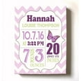 thumbnail image 1 of Personalized Canvas Birth Announcement Nursery Decor Gift, Butterfly Design, Custom Name, Date, Weight & Length, Unique Boys & Girls Baby Shower Wall Art Presents, Color Lilac # 3, Size - 16X20, 1 of 5