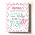 thumbnail image 1 of Personalized Canvas Birth Announcement Nursery Decor Gift, Butterfly Design, Custom Name, Date, Weight & Length, Unique Boys & Girls Baby Shower Wall Art Presents, Color Pink # 1 , Size - 8X10, 1 of 5