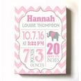 thumbnail image 1 of Personalized Canvas Birth Announcement Nursery Decor Gift, Elephant Design, Custom Name, Date, Weight & Length, Unique Boys & Girls Baby Shower Wall Art Presents, Color Pink # 2, Size - 8X10, 1 of 5