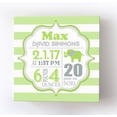 thumbnail image 1 of Personalized Canvas Birth Announcement Nursery Decor Gift, Safari Elephant Design, Custom Name, Date, Weight & Length, Unique Boys & Girls Baby Shower Wall Art Presents, Color Green # 1, Size - 10x10, 1 of 5