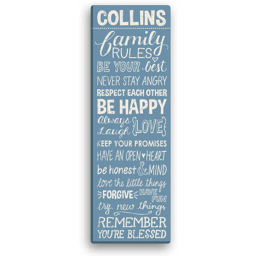Personalized Canvas - Family Rules 9" x 27" Available In Multiple Colors