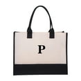 thumbnail image 1 of Personalized Canvas Tote Bag under $5! Yannianjz Personalized Canvas Tote Bag, Initial Makeup Bag with Zipper Pocket, Women's Beach Bag and Travel Tote for Gift, 1 of 1