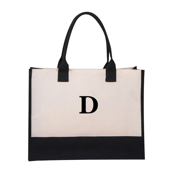 Personalized Canvas Tote Bag under $5! Yannianjz Personalized Canvas Tote Bag, Initial Makeup Bag with Zipper Pocket, Women's Beach Bag and Travel Tote for Gift