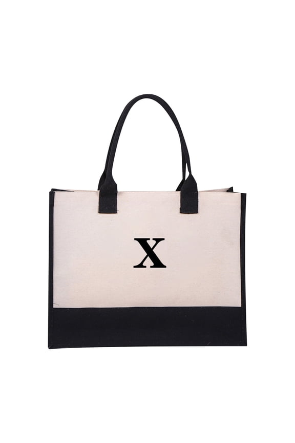 Personalized Canvas Tote Bag with Zipper Adjustable Strap 17x13in Large Beach Gift for Women Monogram Initial Travel Makeup Organizer