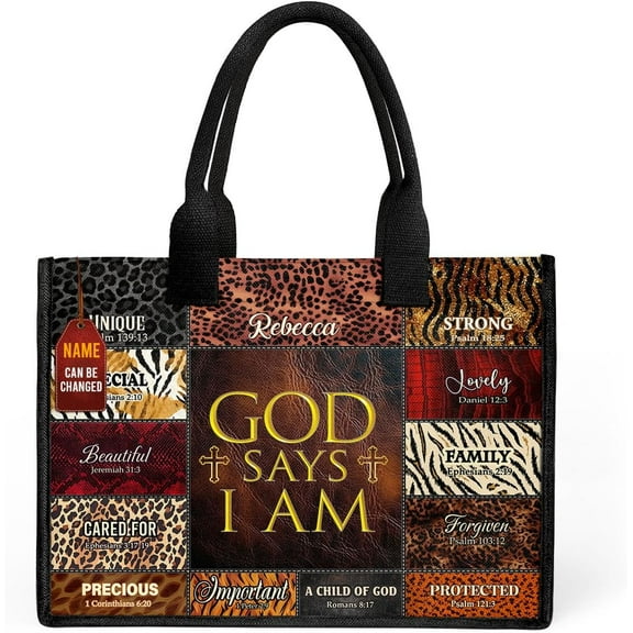 Personalized Canvas Totebag - Premium Canvas Totebag For Women - Christian Gifts For Women - Mothers Day Gifts, God Says I Am, Custom Name Bag