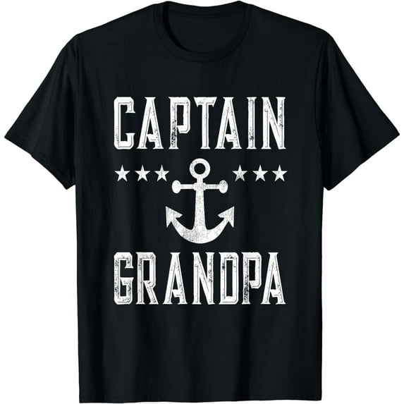Personalized Captain Grandpa Boating Boat Owner Art T-Shirt