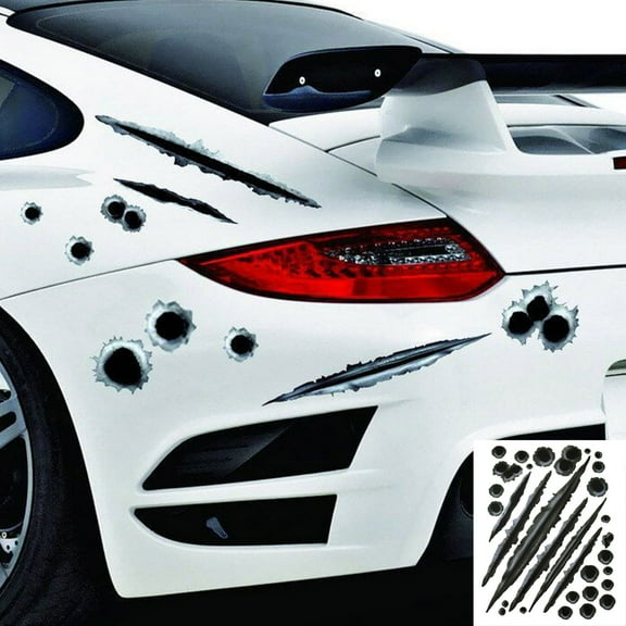 Personalized Car Bullet Hole Crack Sticker Self Adhesive Funny Decal Easy Install Removable Design Enhance Car Exterior Style Unique Customization For Car Enthusiasts DIY Vehicle Owners
