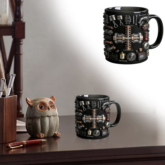 Personalized Car Engine Disassembly Cup 2D Printing Watermark Cup A Technical Art Mechanical Engineering Passion And Mechanical Art Cup For Car Enthusiasts