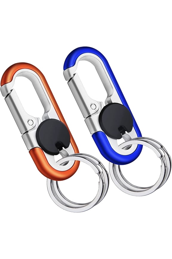 Personalized Car Keychains for Men, 2 PCS Heavy Duty Metal Anti-Loss Key Chain Clips and Rings