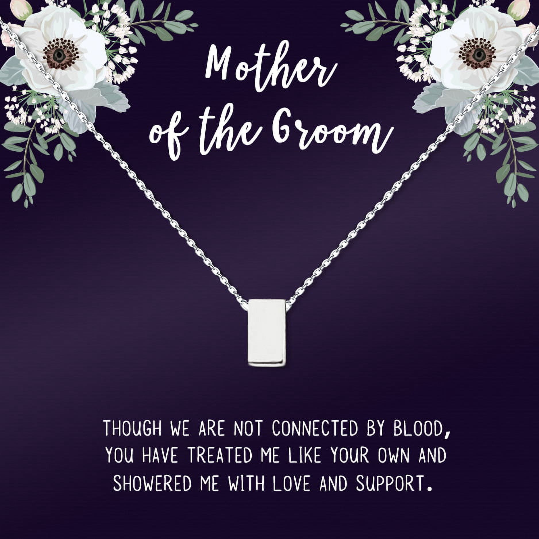 Personalized Card for Mother of the Groom, Custom Mother of the Groom Card Necklace Gift for Her, Gift for Mom, Customized Mother's Day Jewelry, Gift for Mother [Silver, Personalized Card]