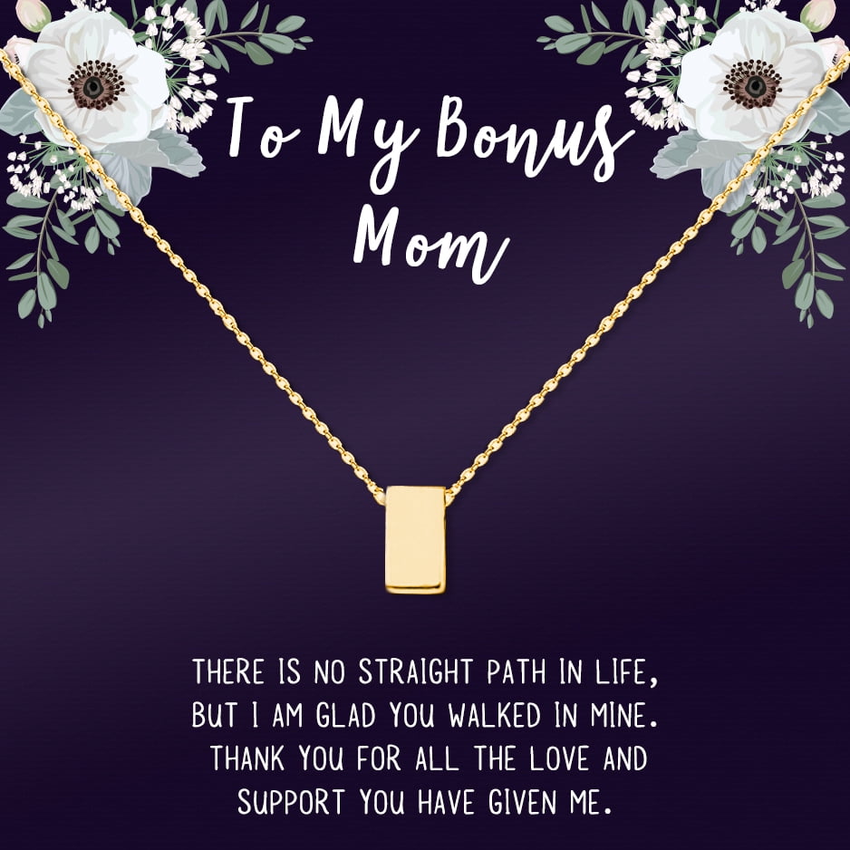 Personalized Card and Necklace for Christmas Day Gift, Gift for Mom, Gift for Her, Custom Card and Necklace for Mom, Cube Necklace for Mom, [Gold, Personalized Card]