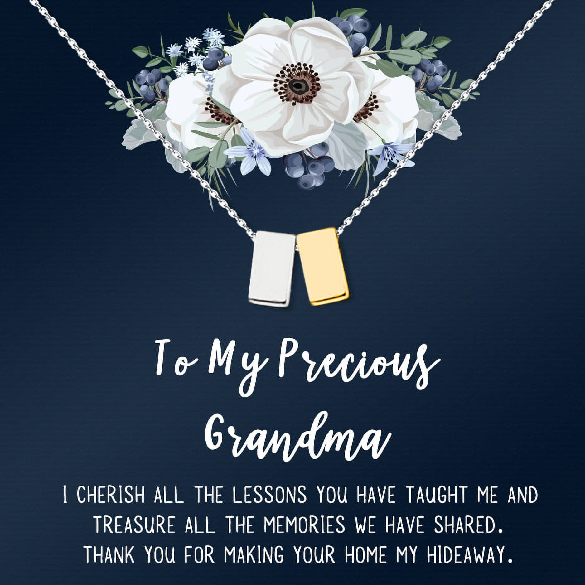Personalized Card Necklace, Custom Mother's Day Grandmother Card Gift, Free Customizable Mother's Day Card Jewelry, Gift for Grandmother Necklace [Silver and Gold Cube Cube, Personalized Card]