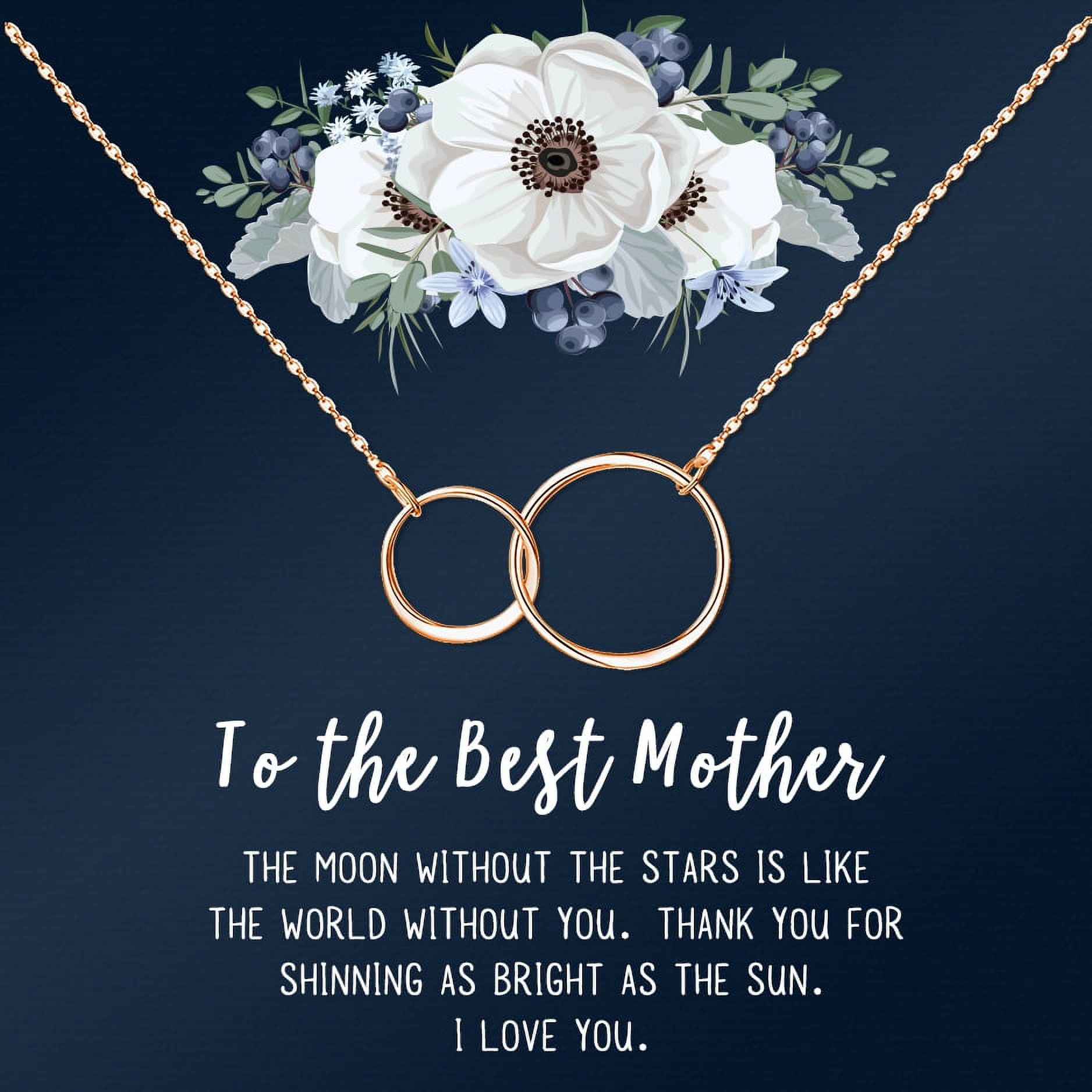 Personalized Card and Necklace for Mother's Day, Custom Card and Necklace for Mom, Jewelry Gift for Mom, Custom Card and Jewelry For Mom, Gift for Her [Rose Gold, No-Personalized Card]