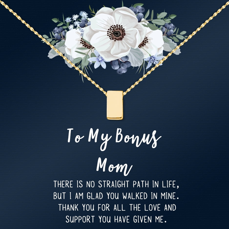 Personalized Card and Necklace for Mother's Day Gift, Gift for Mom, Gift for Her, Custom Card and Necklace for Mom, Cube Necklace for Mom, [Gold, Personalized Card]