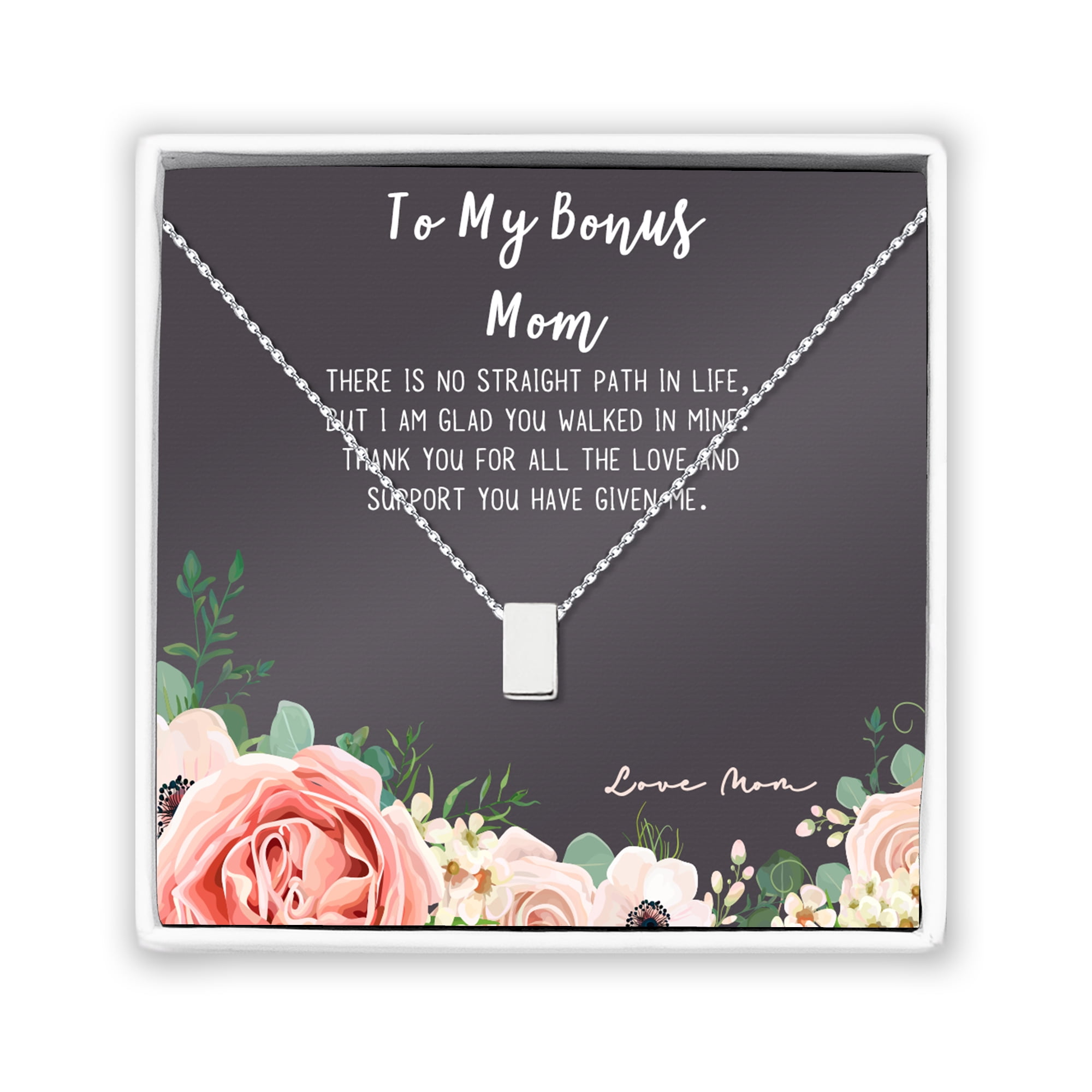 Personalized Card and Necklace for Mother's Day Gift, Gift for Mom, Gift for Her, Custom Card and Necklace for Mom, Cube Necklace for Mom, [Silver, Personalized Card]