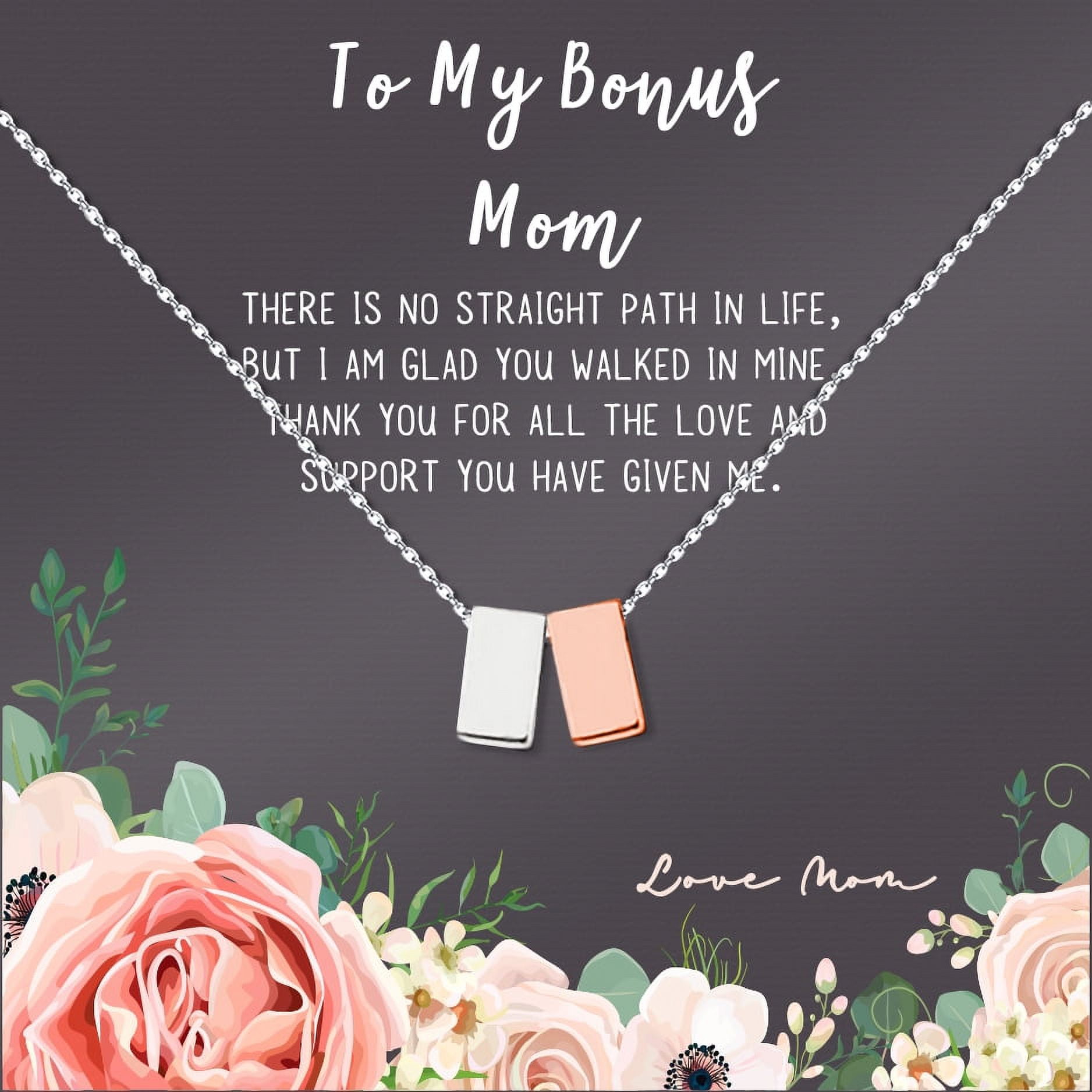 Personalized Card and Necklace for Mother's Day Gift, Gift for Mom, Gift for Her, Custom Card and Necklace for Mom, Cube Necklace for Mom, [Silver-Rose Gold, Personalized Card]