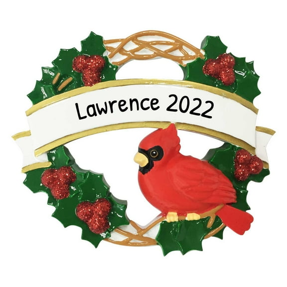 Personalized Cardinal Christmas Ornaments for Tree - Red Cardinal Ornaments for Christmas Tree, Songbird Tweets Ornaments, Cardinals Appear When Angels Are Near - Wreath - Free Customization