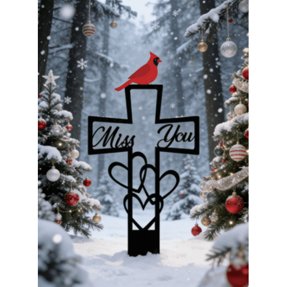 Personalized Cardinal Grave Plaque 11.8 Inch Weatherproof Metal Outdoor Stake