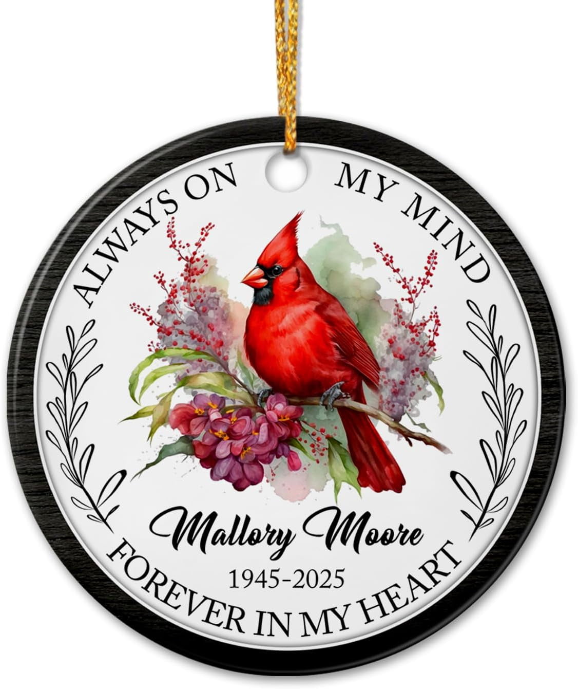 Personalized Cardinal in Loving Memory Ceramic Ornament, Always On My ...
