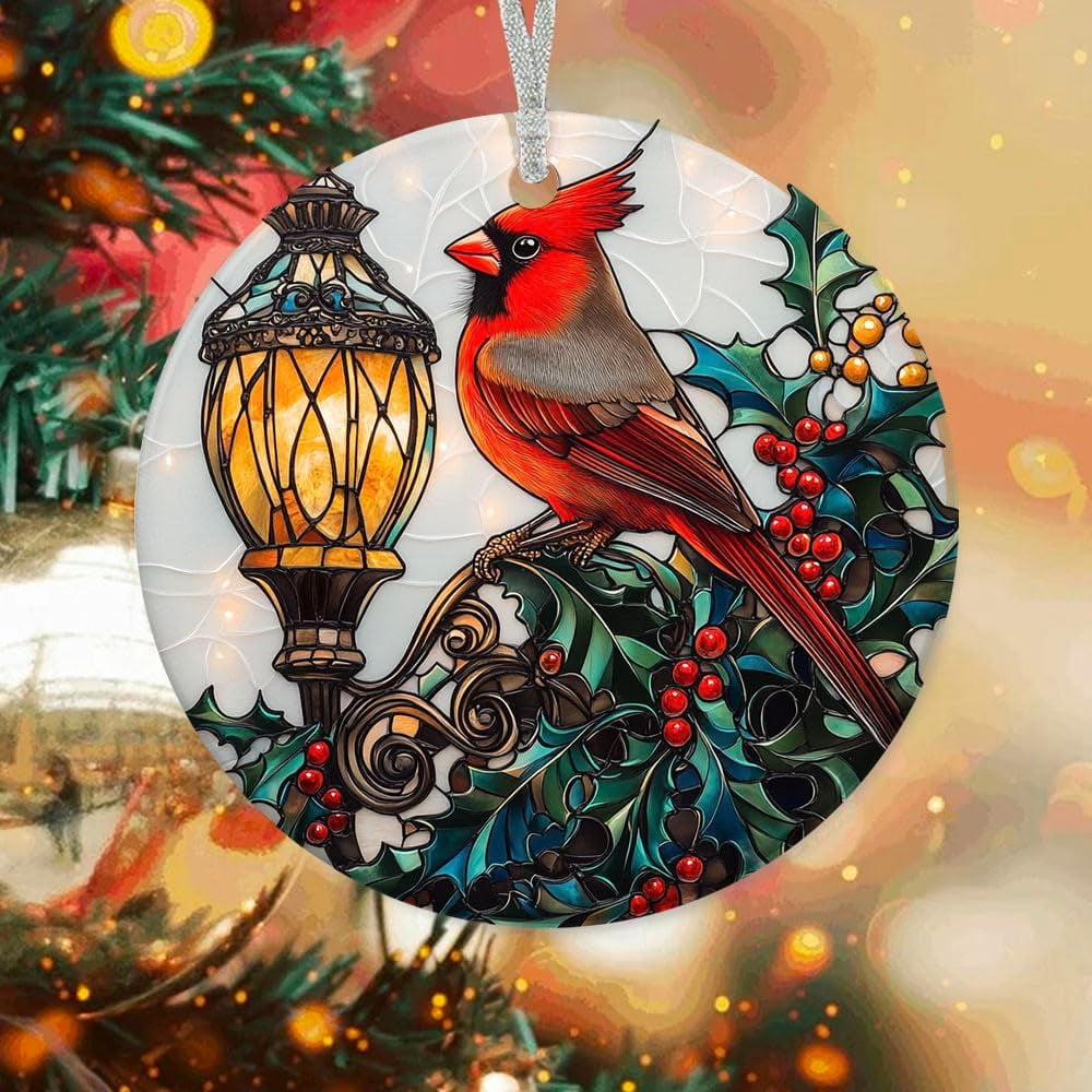 Hand-Painted Angel & Cardinal Christmas Ornament — Brings Comfort & Love From Afar