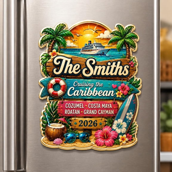 Personalized Caribbean Cruise Door Magnet Family Vacation Stateroom Decoration 2026