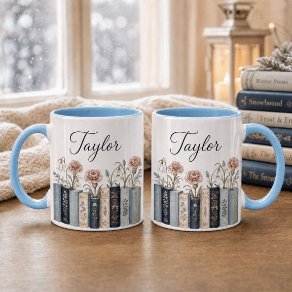 Personalized Carnation Birth Flower Ceramic Mug January Book Lover Gift 11oz 15oz
