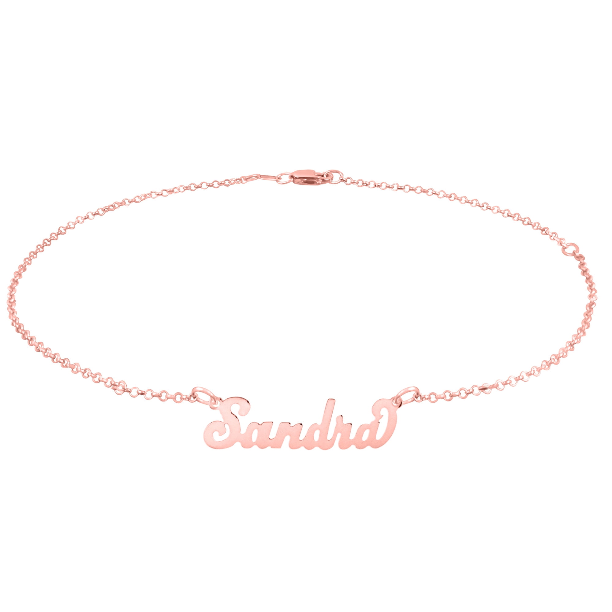 Monogram Bracelet or Anklet with Personalized Initials & Triple Chain -  Solid Gold, Sterling Silver, Yellow Gold or Rose Gold