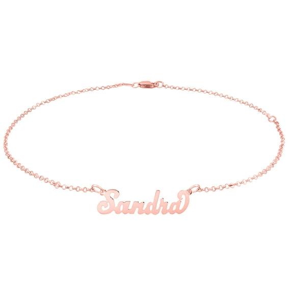 Personalized "Carrie" Style Name Anklet in 14KT Rose Gold Plated Sterling Silver