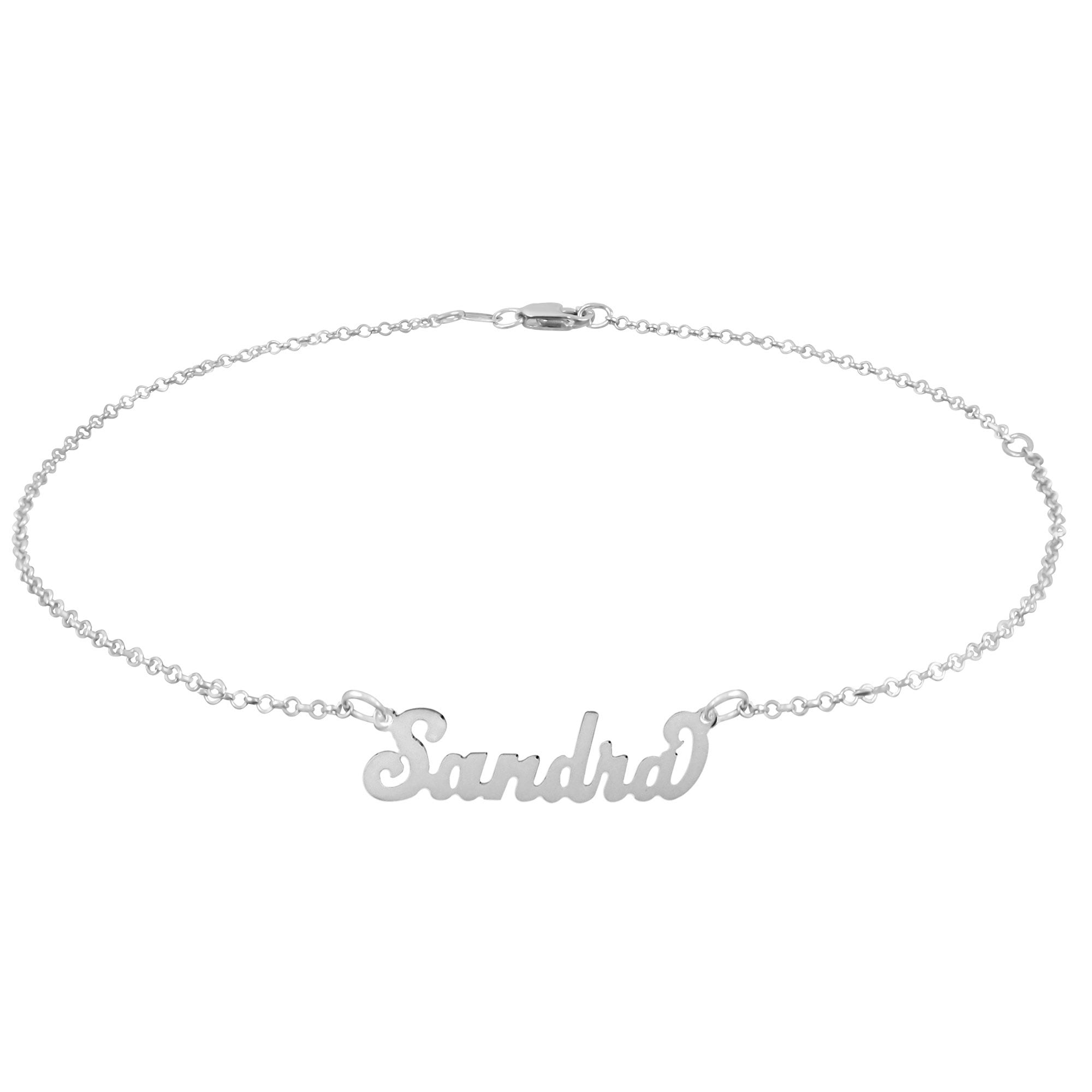 Personalized "Carrie" Style Name Anklet in Sterling Silver