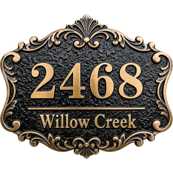 Personalized Cast Metal Address Plaque Vintage Custom House Number Sign Outside Street Mailbox Address Classic Wall Antique Brass Signs Durable Weather Resistant