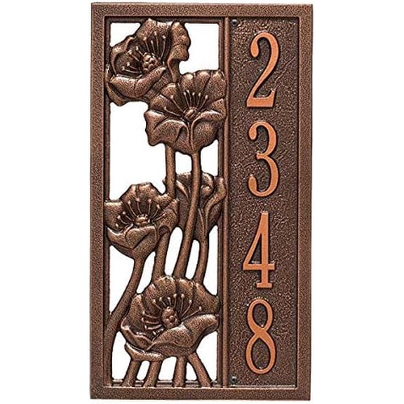 Personalized Cast Metal Address plaque -The Flowering Poppies Plaque