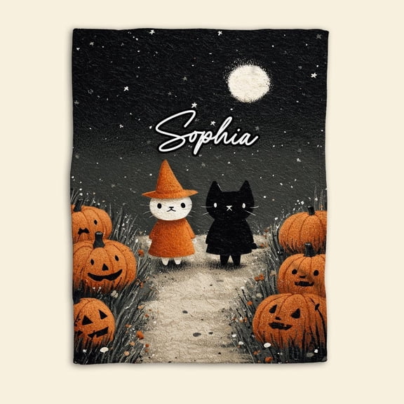 Personalized Cat Blanket, Cute Cats Blanket, Custom Name Soft Cozy Sherpa Fleece Throw Blankets, Gift For Cat Lover, Cat Mom, Cat Dad