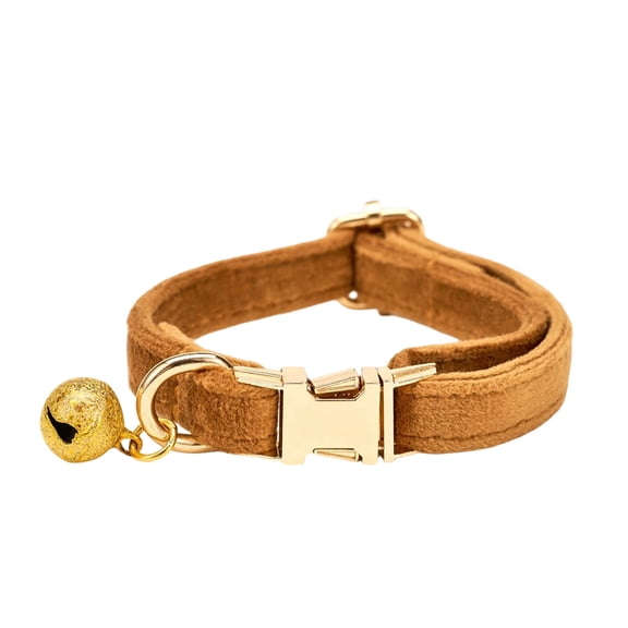 Personalized Cat Collar with Bell & Breakaway Buckle, Custom Engraved Pet Name & Phone Number, Adjustable Fabric Collar for Cats & Small Dogs (7" - 11.8"),Coffee,One Size