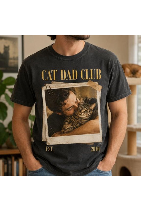 Personalized Cat Dad Club TShirt Custom Photo Funny Cat Dad Shirt Cat Lover Gift New Cat D