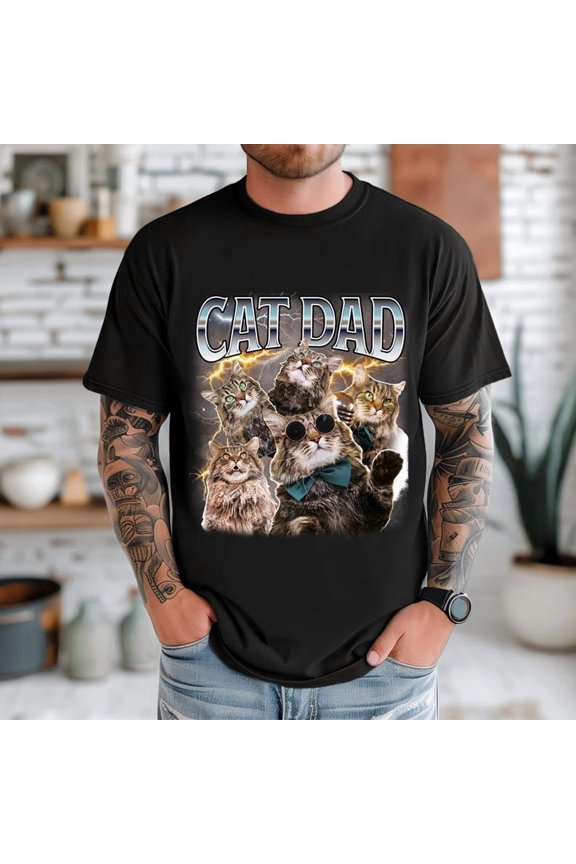 Personalized Cat Dad Shirt, Custom Cat Photo T-Shirt, Pet Parent Graphic Tee, Cat Lover Shirt