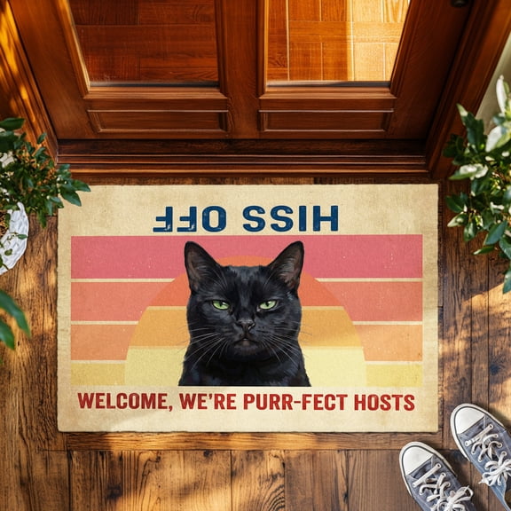 Personalized Cat Doormat, Custom Photo Welcome Mat for Front Door Indoor Entrance, Funny Non-Slip Absorbent Floor Rug