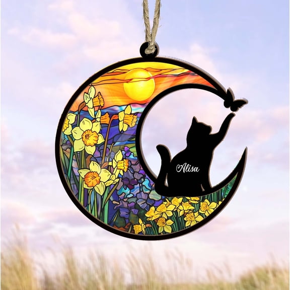 Personalized Cat Memorial Suncatcher, Custom Loss Of Cat Sympathy Gift, Pet Memorial Gift, Cat Loss Gift, Loss of Pet Gift, Pet Suncatcher 1735406496