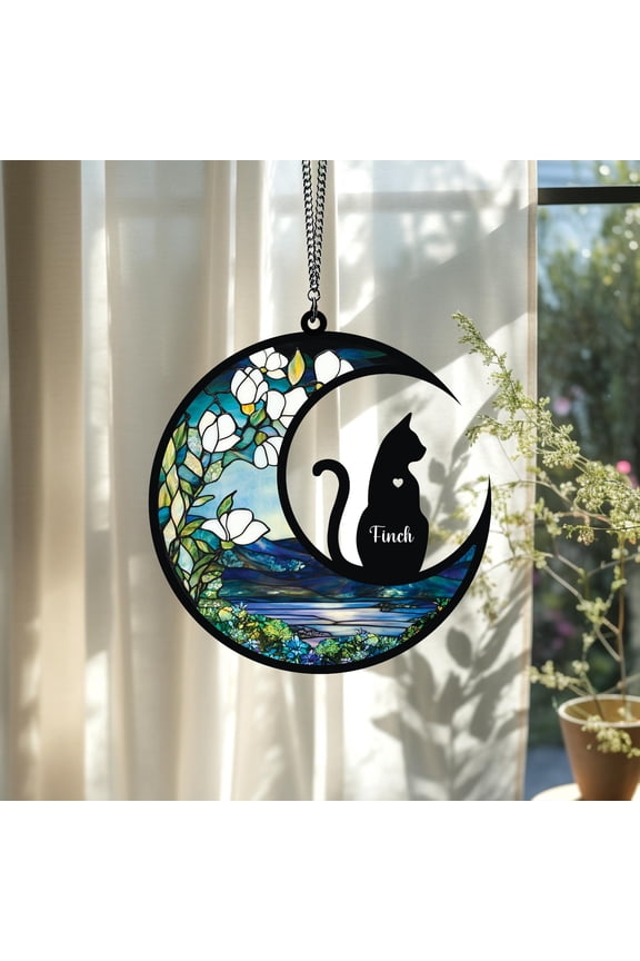 Personalized Cat Memorial Suncatcher,NOT Glass,Gift For Cat Lovers,Loss of Pet Sympathy Gift,Handcrafted Suncatchers,Cat Loss Gift,Cat Decor