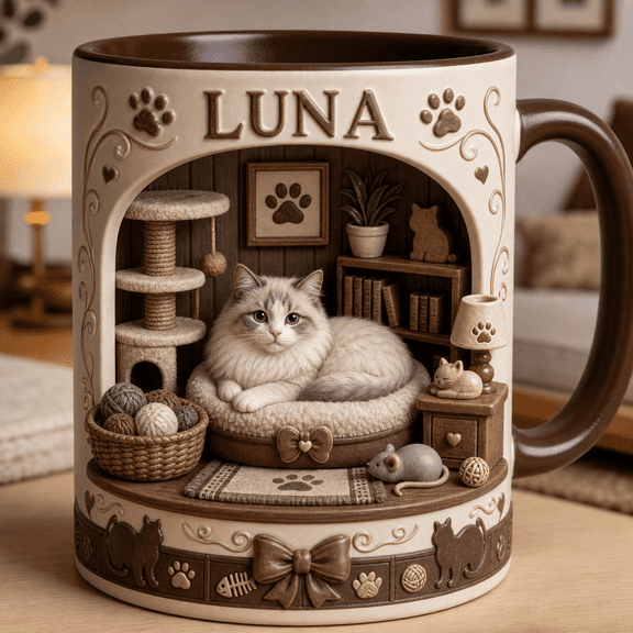 Personalized Cat Name Mug Custom Pet Lover Gift for Cat Mom or Cat Dad