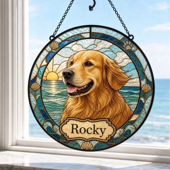 Personalized Cat Portrait Suncatcher with Tactile 3D Texture, Custom Dog Stained Glass Fro