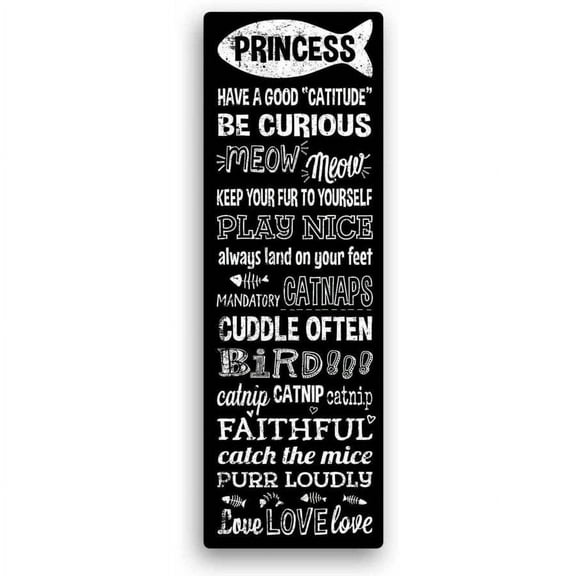 Personalized Cat Rules 6" x 18" Canvas, Black