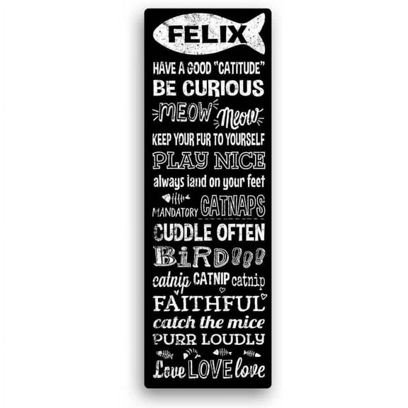 Personalized Cat Rules 9" x 27" Canvas, Black